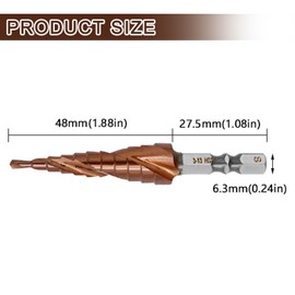 M35 Cobalt Step Drill Bit 3-13mm, 11-Step, HSS Cobalt Cone Drill Bit for Metal Stainless Steel, Cast Iron, Copper & Aluminum, Metal Drilling Tool, Hex Shank