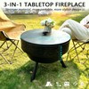 3-in-1 Fire Pit with Grill & Lid, 23" Outdoor Fire