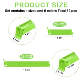 YOYEAH Pack of 50 Sealing Clips, Large, Food Storage Clips Set, 6 cm, 11 cm, Sealing Clips, Bag with Groove Design for Kitchen and Office, Green