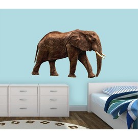African Elephant Wall Sticker Decal Safari Elephant Wall Cling Decor VWAQ-PAS13 (24" H X 38" W)