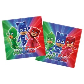 Procos 88633 - Servietten PJ Mask, 20 Stück, Größe 33 x 33 cm, Mundtuch, Kindergeburtstag, Partygeschirr, Tischdekoration