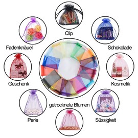 Pack of 100 Organza Bags 15 x 20 cm, Organza Bags Jewellery Bags, Small Organza Bags, Drawstring Gift Bags for Christmas, Wedding, Festival, Party (Colourful)