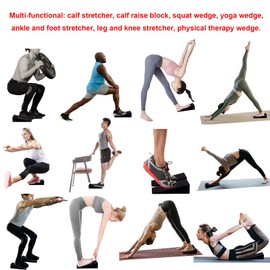 Squat Wedge Ramp Non-Slip YOGA Pilates Block Slant Board Calf Stretcher, Heavy Duty 2pcs EVA Foam Foot Ankle Knee Stretcher Leg Extender, Incline Board Platform For Heel Elevated Squat and Calf Raise
