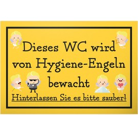 DankeDir! Hygiene Angel - 30 x 20 cm Sign - Toilet Sign for Hanging Funny Toilet Sign Toilet Sign - Wall Men's Door Sign Funny Decorative Guest Toilet Guest Toilet