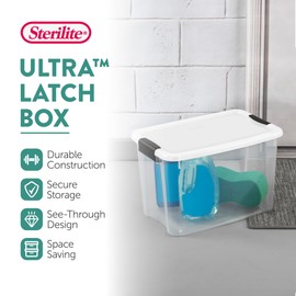 Sterilite 6-Pack Ultra Latching Box, Storage Bins with Lids, Clear Plastic, 30 Quart - Heavy-Duty Organizing Containers for Closet, Bathroom, and Office