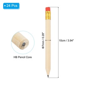 PATIKIL Half Golf Pencils Bulk, 24 Pack Pre-Sharpened Short Round Wooden Pencils Mini HB Graphite Woodcase Pencil with Red Eraser for Classroom Office Writing Supplies