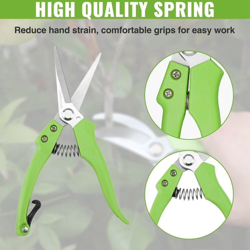 WORKPRO 2-Piece Pruning Shears Set 8" Bypass Garden Shears &