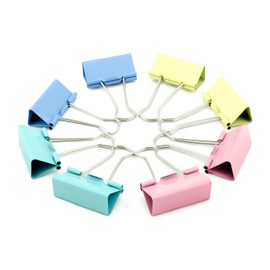 AKORD 51 mm Metal Binder Clip Clamp - Assorted Colours (Pack of 12)