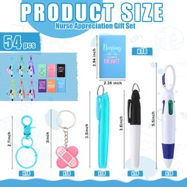 54 Pcs 18 set Nurse Appreciation Gift bulk Nurse Week Pen and Notepad set, Mini Highlighter Retractable Ballpoint Pen Permanent Marker Pocket Notebook Cute Keychain for Medical Assistants Nursing Day
