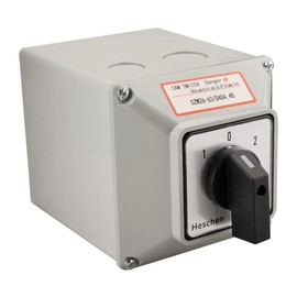 Heschen Universal Rotary Toggle Switch SZW26-63/D404.4D 660V 63A ON-Off-ON, 3 Positions, 4 Phases, 4NO+4NC, 16 Terminals, CE with Main Switch, Outer Box LW28-63/4