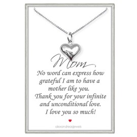 Sterling Silver Heart Necklace for Women, Mom Birthday Gift Necklace, Puffed Heart Necklace, Mother's Day Gift Necklace, 18 inches Plus 2-inch Extender