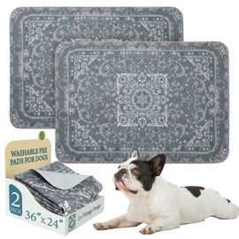 Homimp Washable Pee Pads for Dogs, 2 Pack Reusable Puppy Pads Waterproof, Absorbent and Leakproof Dog Pee Pads, Non Slip Puppy Training Pads, Pet Mat for Floor, Crate, Couch, Whelping,Grey, 24"x36"