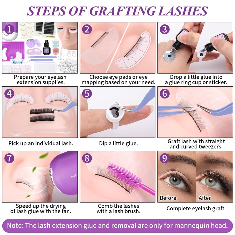 Eyelash Extension Kit for Beginners, Professional Lash Extension Supplies Set