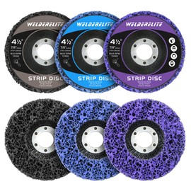 WelderElite 6-Pack Paint Stripper Discs for Angle Grinder, 4-1/2” x 7/8” - Multi-Surface Rust & Paint Removal Wheels, 2 Purple, 2 Blue, 2 Black Discs