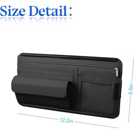 TSUGAMI Car Visor Pocket Wallet Pouch Organizer, Car Sun Visor Organizer, Vehicle Sunshade Glasses Case Storage Bag with Multi-Pocket Net Zipper, Auto Interior Accessories for SUV Truck(Black)