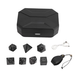 7Pcs LED Dice Set Wireless Rechargeable Light Up Dice Glowing LED Dice with Storage Bag for RPG Role Playing Table Game Black Storage Bag