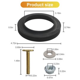 LEDBarz 12524 RV Toilet Seal Closet Bolt kit Replacement for Thetford Toilet Seal Aqua Magic IV V VI Style and Most 3 inch Toilet Closet Flange Seal Repair kit, Includes Two Sets of Bolts