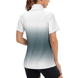 Koscacy Workout Tops for Women Short Sleeve,Polo Shirts V Neck Half Zip Golf Pullover for Ladies Gym Training Outdoor Sports Shirts Workout Tennis T-Shirts Hot Pink Small