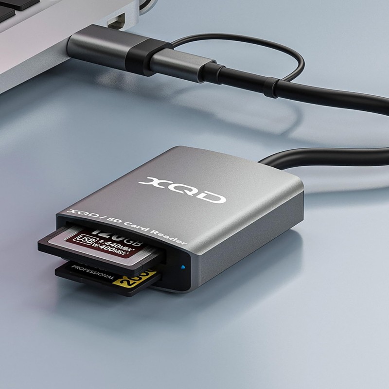 Tunghey 2-in-1 XQD/SD Card Reader, USB-C & USB-A, 5Gbps Transfer,