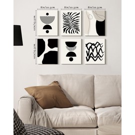 Drsoum Abstract Boho Wall Art Minimalist Geometric Framed Boho Room Decor Black Line Art Mid Century Modern Prints Bohemian Living Room Bedroom Ready to Hang 8x10inx6pcs (Framed)