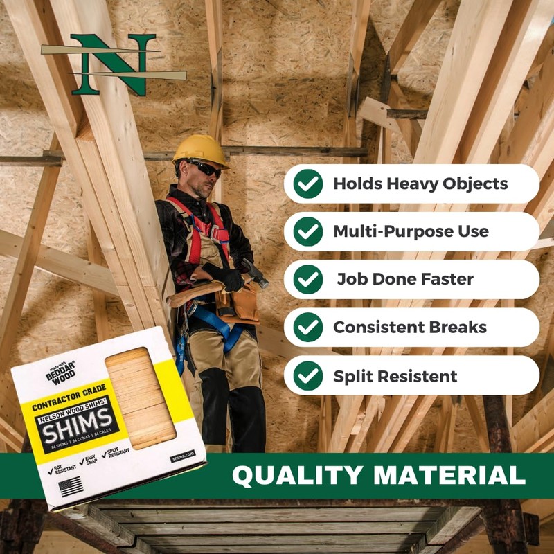 Nelson Wood Shims - Leveling Wedge Professional Contractor DIY Bulk