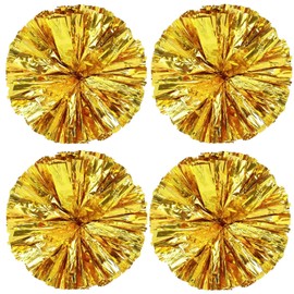 Hlonon 4 Pack Cheerleader Pom Poms Sports Dance Cheer Plastic Pom Poms Cheerleading for Sports Team Spirit Cheering (Golden, 50g)