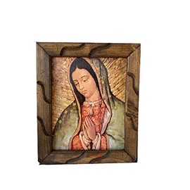 miSantuario Virgen De Guadalupe 9"x11" Cuadro Rustico,Our Lady of Guadalupe Wooden Rustic Frame, New