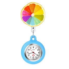 AGEN KGEN Nurse Watch for Nurses Doctors Clip on Hanging Nurse Watches Fine Retractable Fob Watch Portable Pocket Watch Lapel Watch (Colourful Blue)