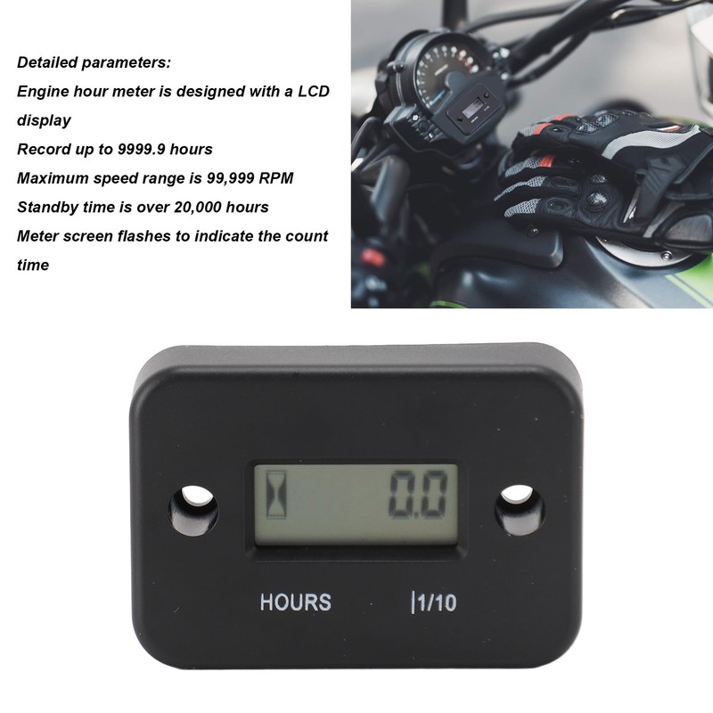 Digital Hour Meter High Accuracy LCD Display Mini Waterproof Engine