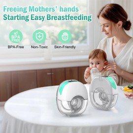 Electric Breast Pump, Portable Electric Handsfree Breast Pumps, 4 Modes and 12 Levels, Low Noise, Painless, Strong Suction Leakage, Prevent Leakage with 17/19/21 mm Flanges (Green)