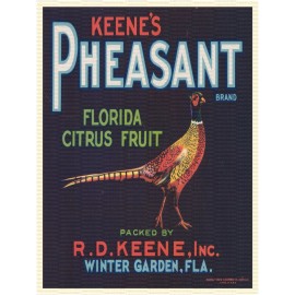 Keene's Pheasant Brand Florida Fruit Label 9" x 12" Metal Sign