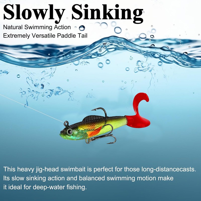6 Pcs Fishing Lures Bait with Hooks, Pike Lures with