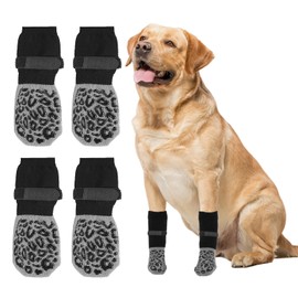 Anti-Slip Dog Socks to Prevent Licking Paws, Double-Sided Non-Slip Dog Socks for Hot/Cold Pavement Traction Control Paw Protector for Small Medium Large Senior Dogs on Hardwood Floor, 2 Pairs, M