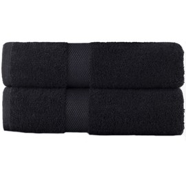 Sue Rossi 100% Egyptian Combed Cotton Hand Towels, Pack Of 2, Very Soft & Absorbent, Quick Dry 600gsm Thick Bathroom Or Kitchen Towel Set. (Black)