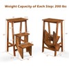 DORTALA 3 Tier Folding Step Stool, Rubber Wood Multifunctional Ladder