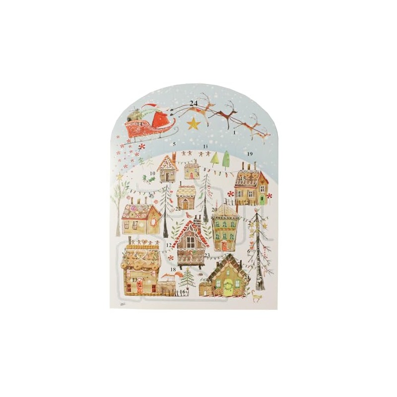 Traditional Christmas Advent Calendar with 24 Windows - Gingerbread Village