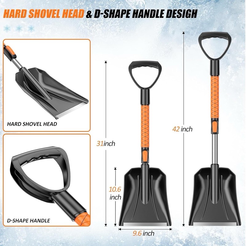 Wikihhome 42" Ice Scraper and Extendable Snow Brush, Detachable Snow