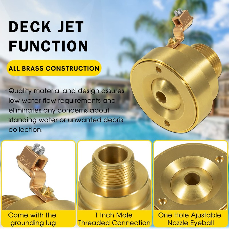 DearChan Swimming Pool Spa Brass Deck Jet Fountain Crown Nozzle