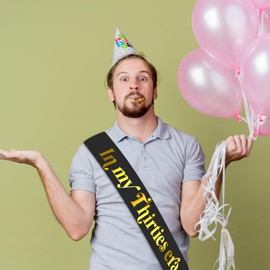 In My Thirties Era Sash with Gold Foil - 30th Birthday Sash Black, Talk Thirty to Me Sash, Era Tour Themed Birthday Party, Cheers to 30 Years Birthday Party Decorations, Ideals, Favors