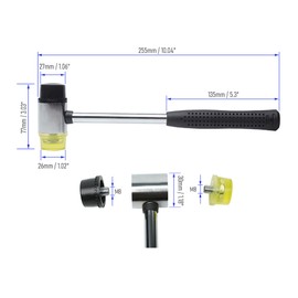 FOCMKEAS 30mm 9oz Double-Faced Rubber Hammer with 4 Soft/Hard Tips Mallet Non-Slip Grip for Leather Crafts, Woodworking and Flooring Installation（Black and Yellow）