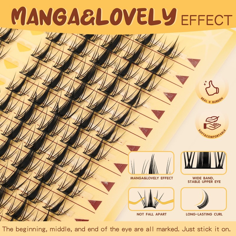 QUEWEL Manga Lash Clusters Fairy Lash Clusters DIY Individual Lashes