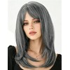 18 Inch Gray Wigs for Women 2x3.5 Realistic Scalp Highlight