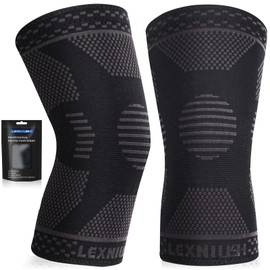 Lexniush Knee Support for Men/Women, Pack of 2, Compression Knee Support, Best Knee Sleeves Support for Meniscus, Osteoarthritis, ACL, Knee Pain, Jogging, Running, Weight Sports, Sports