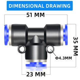 ERGAOBOY Set of 2 Blue 10 mm AD 3-Way T Piece Push to Connect Fittings Pipe Connection Push Fit (PE-10)