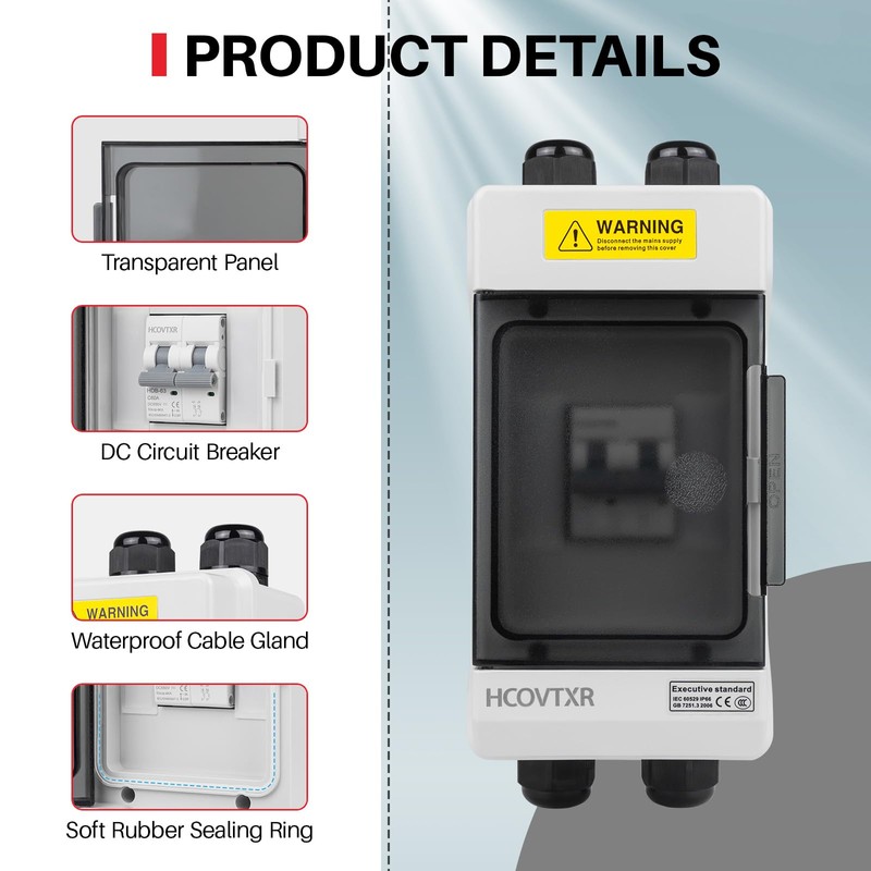 HCOVTXR Solar Panel Disconnect Switch 30A 550VDC Solar Shut Off