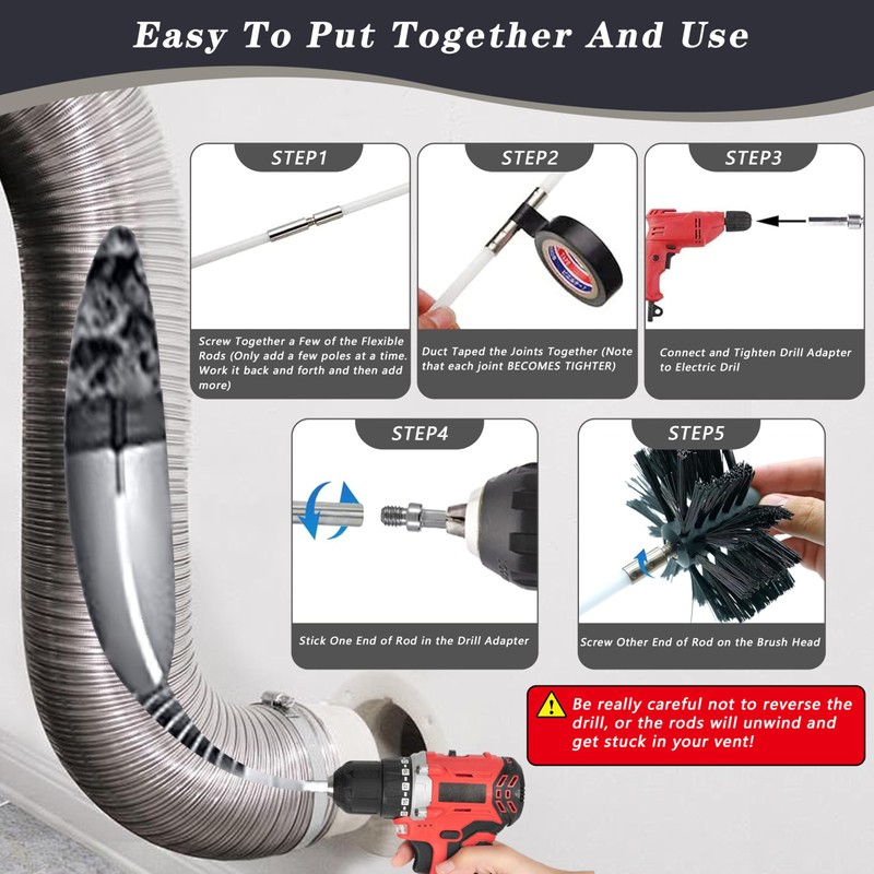 Chimney Sweep Kit Chimney Brush Kit Chimney Cleaning Kit, 16FT