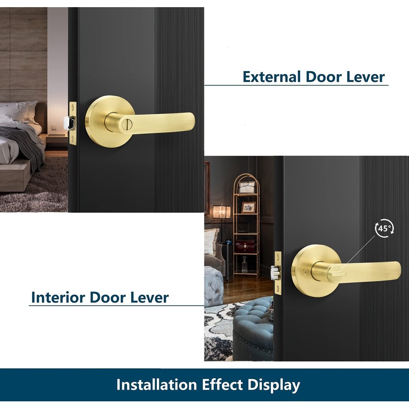 Leydebong 4 Pack Privacy Door Lock Door Handle Lever Keyless