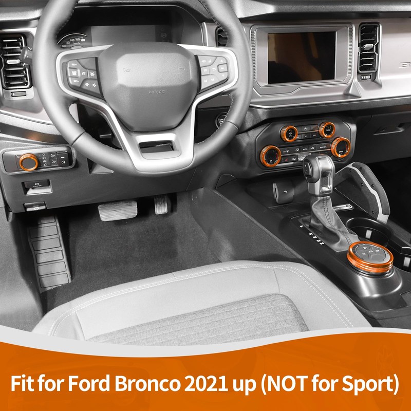 Jeliker for Bronco Orange AC Control Radio Knob Cover Trim