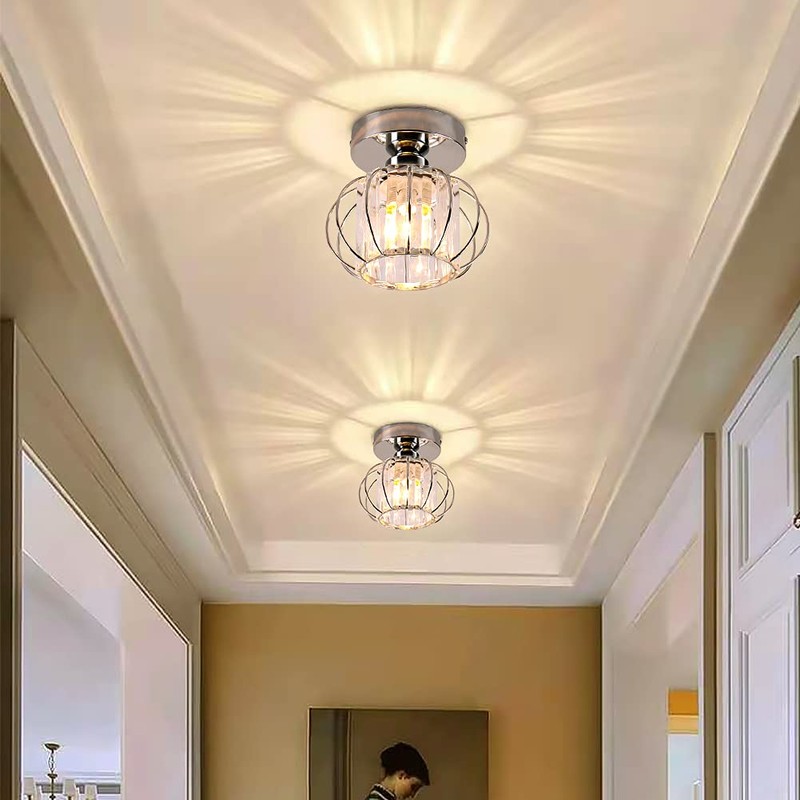 FRIXCHUR Small Ceiling Light Semi Flush Mount Ceiling Light Chrome