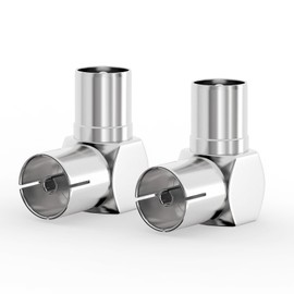 Bingfu TV Aerial Coaxial Adaptor TV PAL Male to TV Female Right Angle RF Coax Connector for TV Antenna Cables, Satellite Coaxial Cables 2 Pack